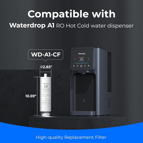 Waterdrop - WD-A1-CF Filter, Replacement for WD-A1 Countertop Reverse Osmosis Hot and Cold water Dispenser - White