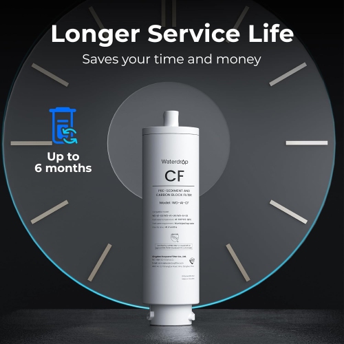 Waterdrop - WD-A1-CF Filter, Replacement for WD-A1 Countertop Reverse Osmosis Hot and Cold water Dispenser - White