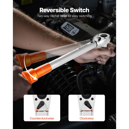 Jeu de 3 clés dynamiques à clic VEVOR, 1/4, 3/8, 1/2, 10 170 lbf-ft, 5-45 lbf-pi, 20-240 lbf-In, Balance bidirectionnelle et double