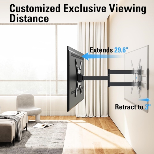 Long Arm TV Wall Mount for Most 26-65 Inch TVs, 30 Inch Long Extension TV Mount Swivel and Tilt, Full Motion Wall Mount TV Bracket Fit Max VESA