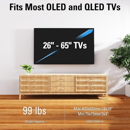 Long Arm TV Wall Mount for Most 26-65 Inch TVs, 30 Inch Long Extension TV Mount Swivel and Tilt, Full Motion Wall Mount TV Bracket Fit Max VESA