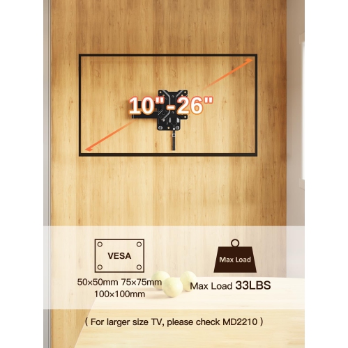 Lockable RV TV Mount for Most 10-26 Inch Flat Screen, for Camper Trailer Truck Boat, Full Motion RV TVs Wall Mount Quick Release Lock, VESA