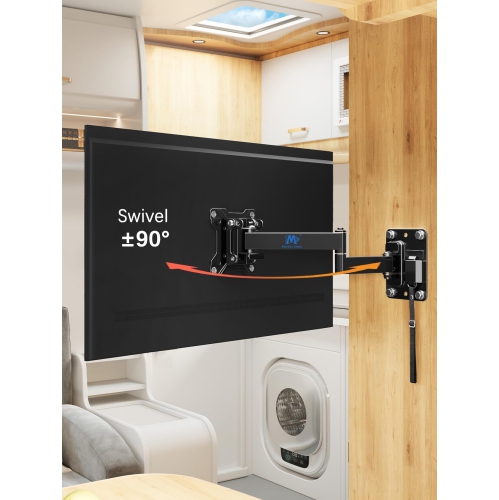 Lockable RV TV Mount for Most 10-26 Inch Flat Screen, for Camper Trailer Truck Boat, Full Motion RV TVs Wall Mount Quick Release Lock, VESA