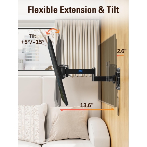 Lockable RV TV Mount for Most 10-26 Inch Flat Screen, for Camper Trailer Truck Boat, Full Motion RV TVs Wall Mount Quick Release Lock, VESA