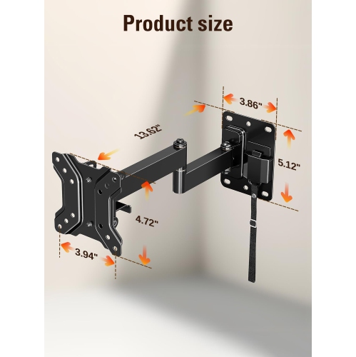 Lockable RV TV Mount for Most 10-26 Inch Flat Screen, for Camper Trailer Truck Boat, Full Motion RV TVs Wall Mount Quick Release Lock, VESA