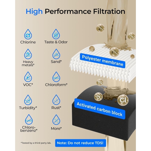 Système de filtration d'eau pour dessous d'évier Waterdrop 12 A, aucun perçage requis, installation facile