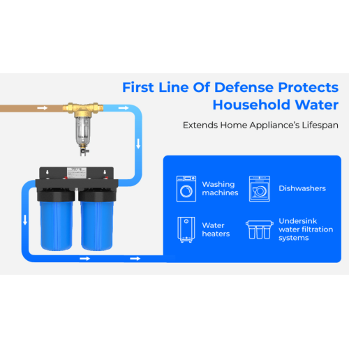 Goutte d'eau : filtre à sédiments de 40-50 microns, système de filtre à eau Backwash pour maison entière pour puits/eau de la ville