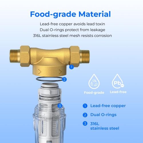 Goutte d'eau : filtre à sédiments de 40-50 microns, système de filtre à eau Backwash pour maison entière pour puits/eau de la ville