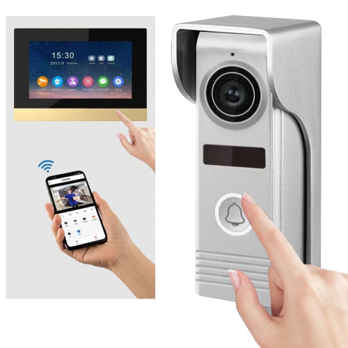 Sonnette vidéo intelligente avec fil 1080p Tuya avec écran de 7 po, prend en charge l'application Tuya, vision nocturne, enregistrement vidéo