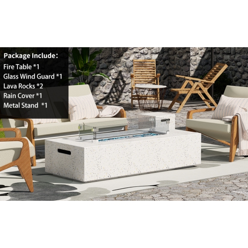 55.9-Inch Rectangular Patioflame sets -50000 BTU burner- White