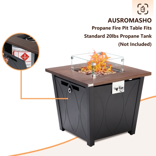 28-Inch square Patioflame tables -50000 BTU burner- brown & black