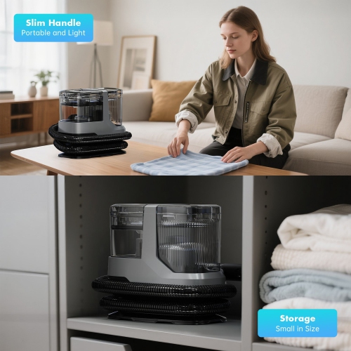 Nettoyeur de tapis 17Kpa Nettoyeur d'intérieur portatif en vaporisateur à aspiration large convient aux canapés, tapis et matelas