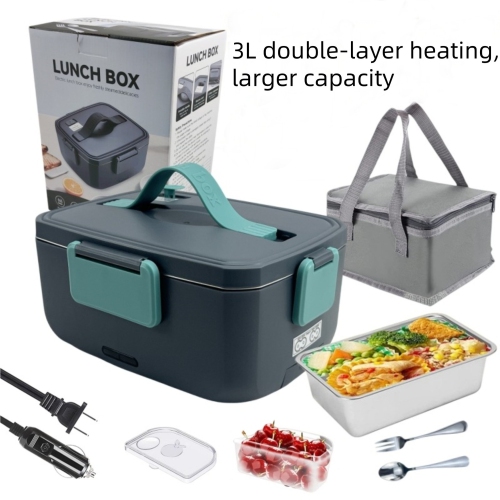 Adult Electric Lunch Box, 3.0L Fast Heating Double Layer Lunch Box, Portable Food Heater for Car, Truck, Office, Home, and Travel