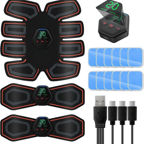 EMS Abdominal Muscle Massage Patch, USB Rechargeable Abdominal Muscle Stimulator with LCD Screen for Muscle Activation and Home Fitness