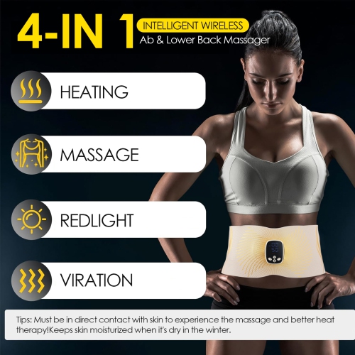 EMS Waist Massager, Abdominal Red Light Slimming Belt with Heating Function for Eliminating Belly Fat and Relieving Pain