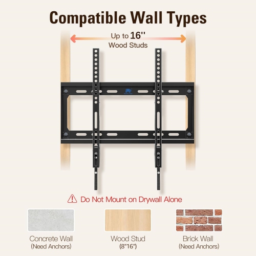 TV Wall Mounts for Most 26-60" LED, LCD, OLED, Plasma Flat Screen TVs, Tilting TV Mount Low Profile up to VESA 400 x 400mm and 88 LBS Loading