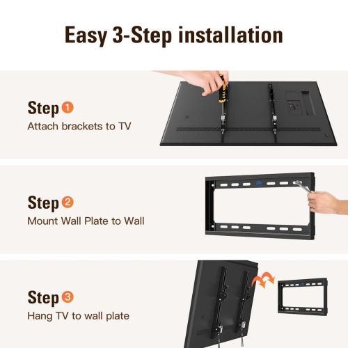TV Wall Mounts for Most 26-60" LED, LCD, OLED, Plasma Flat Screen TVs, Tilting TV Mount Low Profile up to VESA 400 x 400mm and 88 LBS Loading