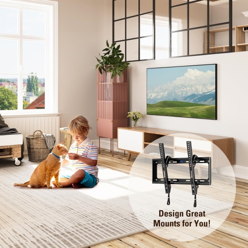 TV Wall Mounts for Most 26-60" LED, LCD, OLED, Plasma Flat Screen TVs, Tilting TV Mount Low Profile up to VESA 400 x 400mm and 88 LBS Loading