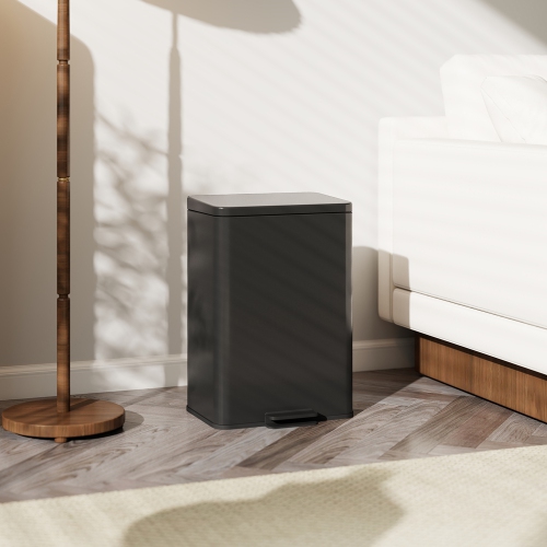 HOMCOM Kitchen Garbage Bin, 5 Gallon Trash Can with Foot Pedal, Soft-Close Garbage Can with Removable Inner Buckets, Fingerprint-Proof for Kitchen,