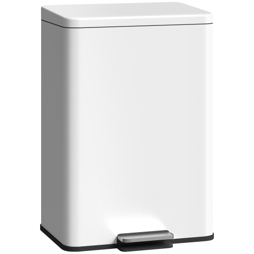 HOMCOM Kitchen Garbage Bin, 5 Gallon Trash Can with Foot Pedal, Soft-Close Garbage Can with Removable Inner Buckets, Fingerprint-Proof for Kitchen,