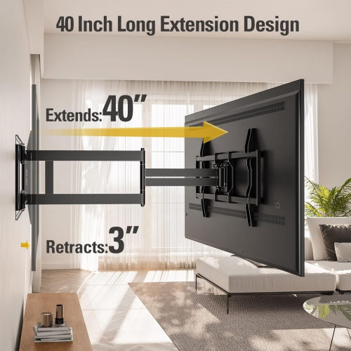 Long Arm TV Wall Mount for Most 42-90 Inch TV, 40 Inch Extension TV Mount Swivel and Tilt, Full Motion Mount Fits Max VESA 800x400mm, 150 lbs.