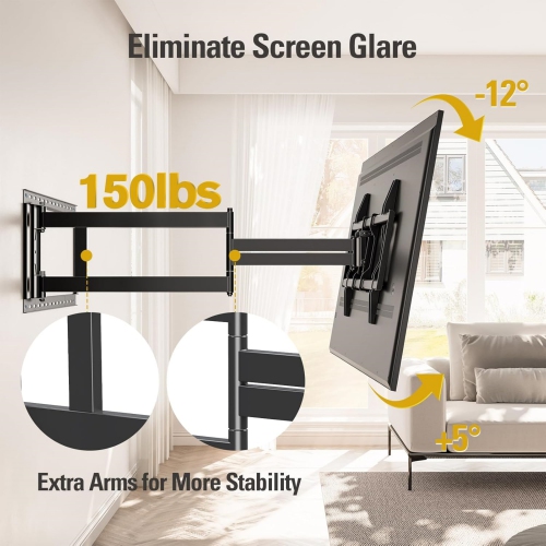 Long Arm TV Wall Mount for Most 42-90 Inch TV, 40 Inch Extension TV Mount Swivel and Tilt, Full Motion Mount Fits Max VESA 800x400mm, 150 lbs.