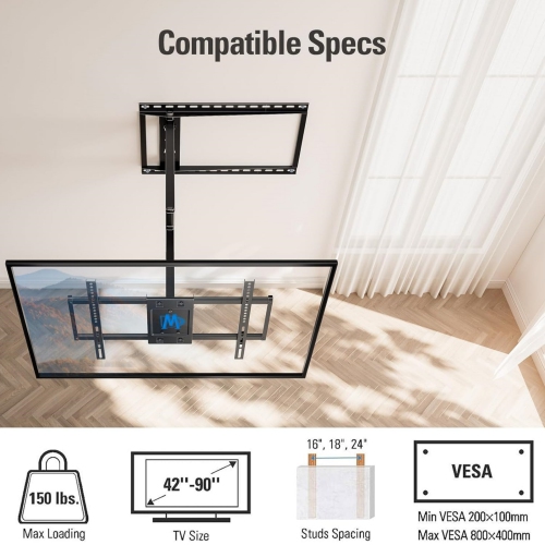 Long Arm TV Wall Mount for Most 42-90 Inch TV, 40 Inch Extension TV Mount Swivel and Tilt, Full Motion Mount Fits Max VESA 800x400mm, 150 lbs.
