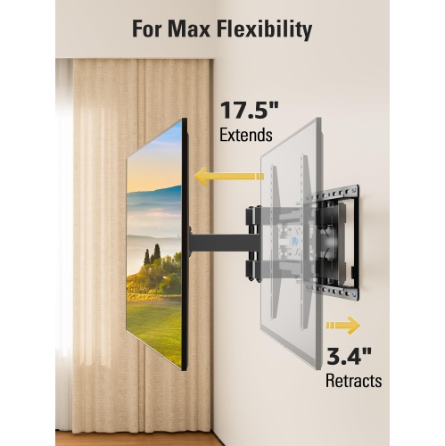 TV Wall Mount for Most 32-65" Flat Screen TVs, Full Motion TV Mount with Dual Swivel Articulating Arms, Easy for TV Centering, Max VESA 400x400mm, 99