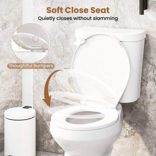 Costway Two-Piece Round Toilet Standard Toilet with 17.5" ADA Comfort Chair Height Seat