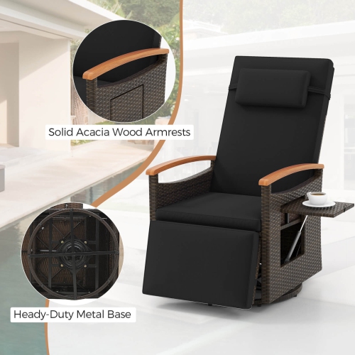 Chaise longue de patio inclinable et pivotante à 360° en rotin de Costway Outdoor