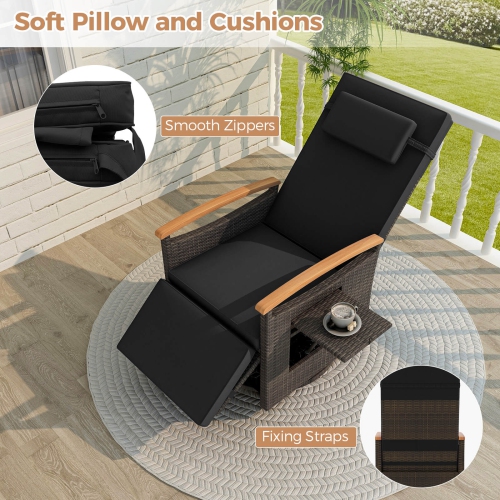 Chaise longue de patio inclinable et pivotante à 360° en rotin de Costway Outdoor