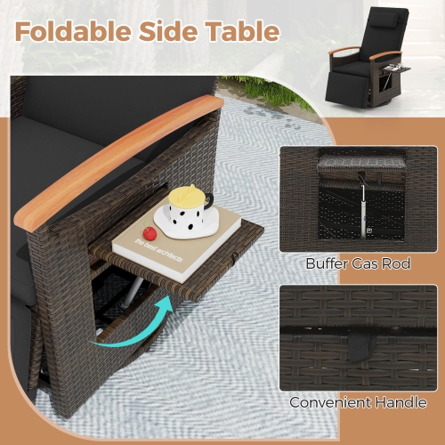 Chaise longue de patio inclinable et pivotante à 360° en rotin de Costway Outdoor