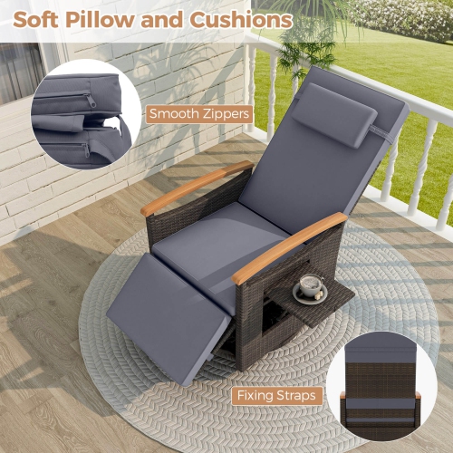 Chaise longue de patio inclinable et pivotante à 360° en rotin de Costway Outdoor