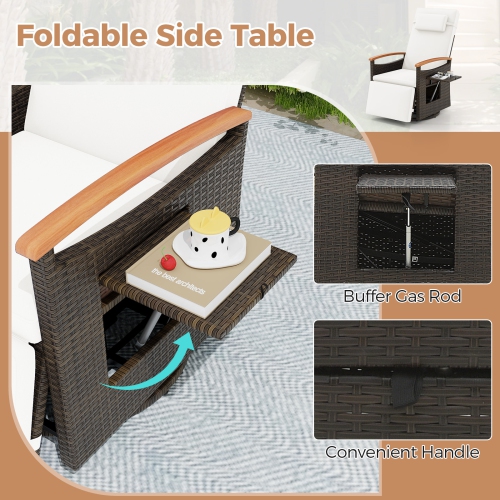 Chaise longue de patio inclinable et pivotante à 360° en rotin de Costway Outdoor