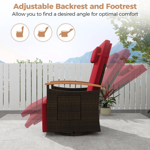 Chaise longue de patio inclinable et pivotante à 360° en rotin de Costway Outdoor
