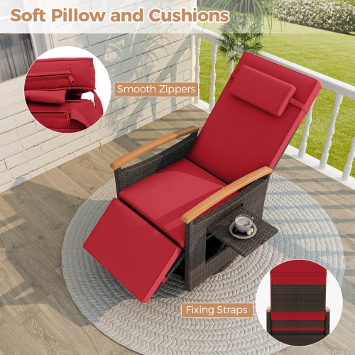 Chaise longue de patio inclinable et pivotante à 360° en rotin de Costway Outdoor