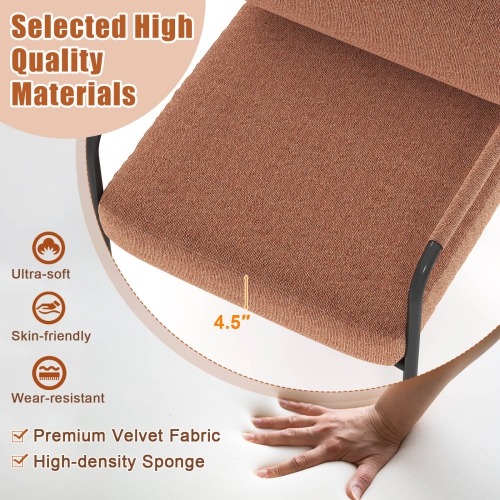 Costway 1/2 PCS Modern Velvet Upholstered Accent Chair with Cylindrical Backrest & Metal Armrests White/Brown