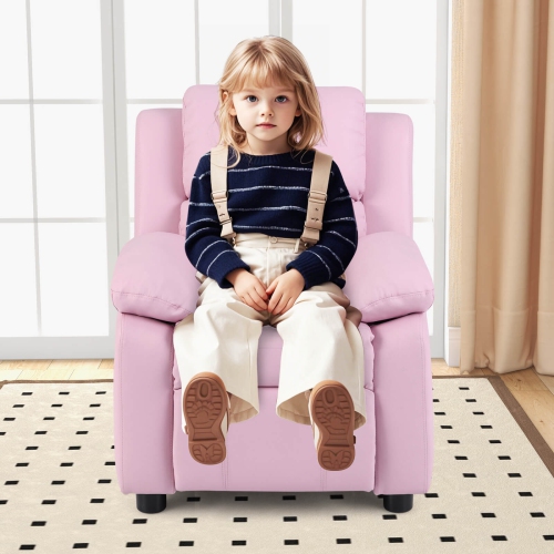 Fauteuil inclinable en cuir PU pour enfants avec accoudoir et appuie-tête Lounge 3 couleurs de Costway