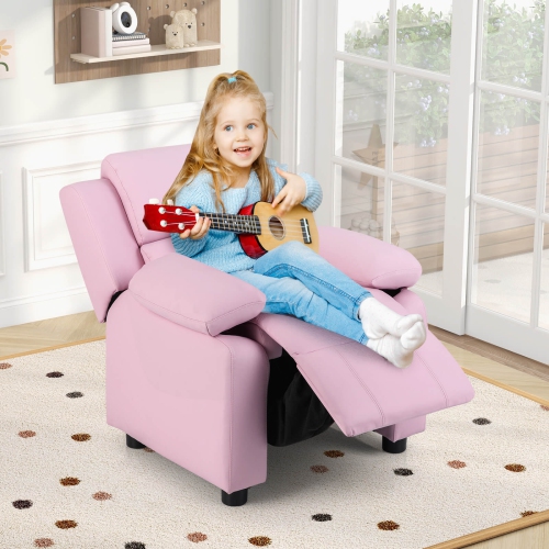 Fauteuil inclinable en cuir PU pour enfants avec accoudoir et appuie-tête Lounge 3 couleurs de Costway