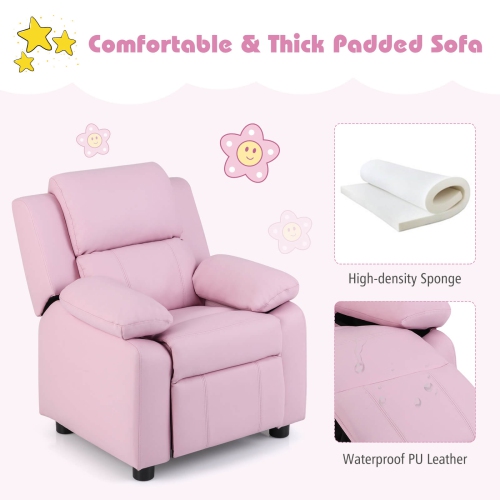 Fauteuil inclinable en cuir PU pour enfants avec accoudoir et appuie-tête Lounge 3 couleurs de Costway