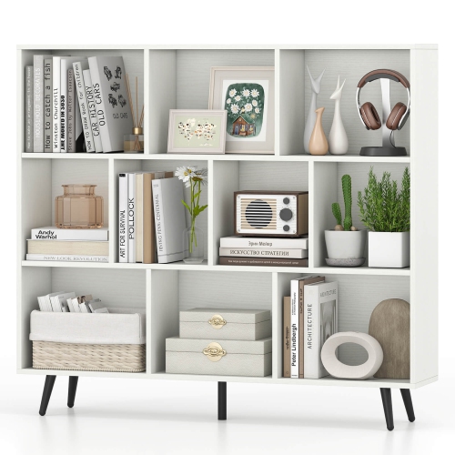 Costway 7/8/10/10 Cube 31.5"/39.5"/47"/55" Bookcase with 4/5 Metal Legs 2 Anti-tip Devices Display Cabinet Rack