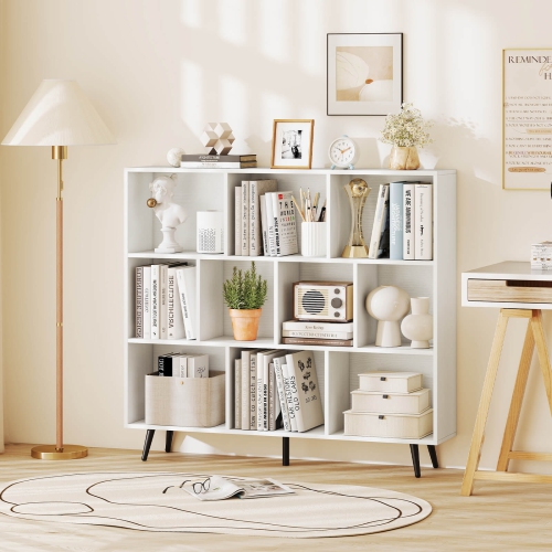 Costway 7/8/10/10 Cube 31.5"/39.5"/47"/55" Bookcase with 4/5 Metal Legs 2 Anti-tip Devices Display Cabinet Rack