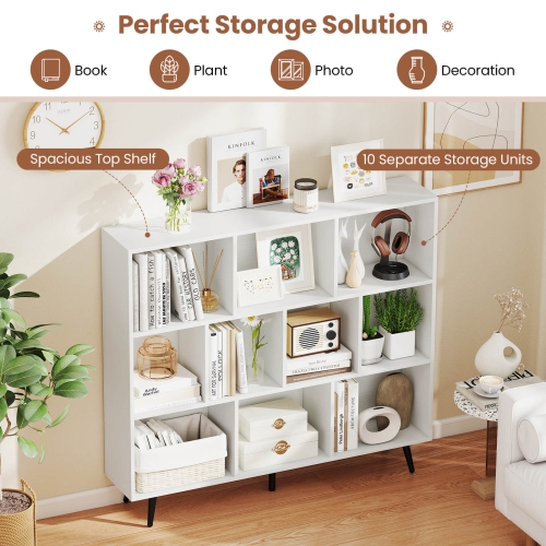 Costway 7/8/10/10 Cube 31.5"/39.5"/47"/55" Bookcase with 4/5 Metal Legs 2 Anti-tip Devices Display Cabinet Rack
