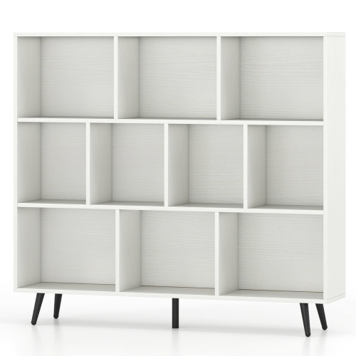Costway 7/8/10/10 Cube 31.5"/39.5"/47"/55" Bookcase with 4/5 Metal Legs 2 Anti-tip Devices Display Cabinet Rack