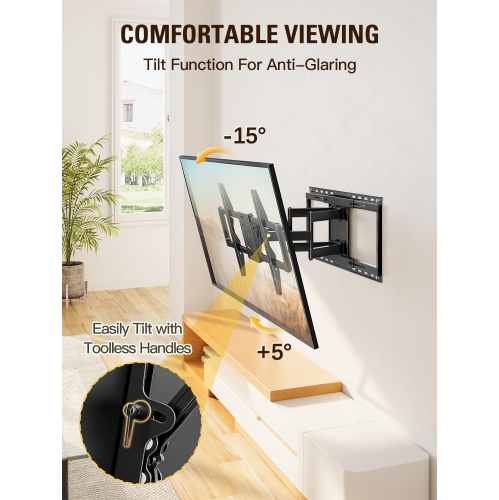 Sliding TV Wall Mount for 42-86" TVs, Full Motion Articulating Dual Arms, Easy TV Centering, Max VESA 600x400mm, 132 lbs