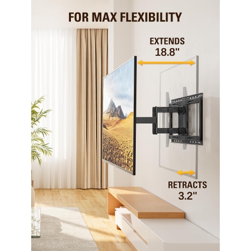 Sliding TV Wall Mount for 42-86" TVs, Full Motion Articulating Dual Arms, Easy TV Centering, Max VESA 600x400mm, 132 lbs