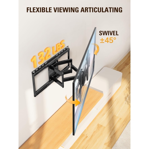 Sliding TV Wall Mount for 42-86" TVs, Full Motion Articulating Dual Arms, Easy TV Centering, Max VESA 600x400mm, 132 lbs