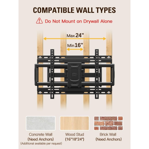 Sliding TV Wall Mount for 42-86" TVs, Full Motion Articulating Dual Arms, Easy TV Centering, Max VESA 600x400mm, 132 lbs