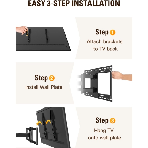 Sliding TV Wall Mount for 42-86" TVs, Full Motion Articulating Dual Arms, Easy TV Centering, Max VESA 600x400mm, 132 lbs