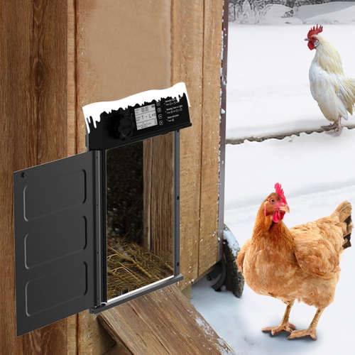 Automatic Chicken Coop Door Solar Powered Cold Weather Battery Electric Chicken Door Large Size Aluminum Door with 4 Modes Opening Mode